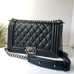 Chanel Quilted Caviar Black Boy Bag